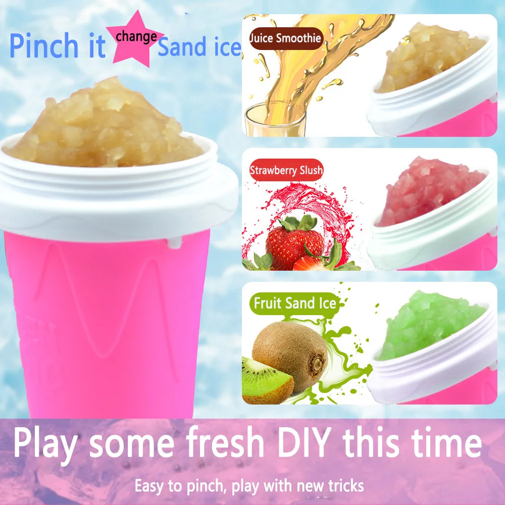 Silicone Ice Cube Maker Ice Maker Shake Smoothies Cup Ice Cream Maker Quick-Frozen Silicone Squeeze Cup DIY Juice Milkshake Water Bottle Cooling Sand Home