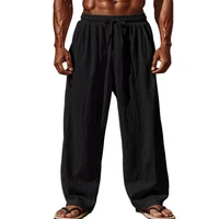 2025 nouveaux hommes coton et lin pantalons décontractés Simple et confortable jambe droite pantalon taille cordon grande taille plus ample S-4XL 2