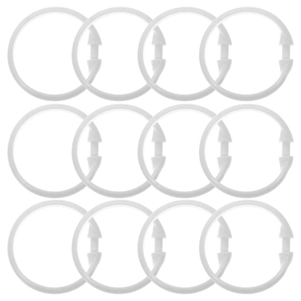 Anelli Per Tenda Doccia A Forma Di C - Confezione Da 12 Ganci In Plastica Bianca, 5,4x3,7cm, Per Bagno E Doccia