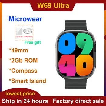 NEW W69 2Gb ROM Smart Watch Men 49MM Series 9 Micro OS10 Compass GPS Tracker NFC Feeling Game BT Call Music Smartwatch