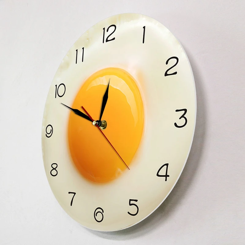 Fried Egg Poached Egg Wall Clock Egg Yolk Clock Digital Pointer Clock Canteen Restaurant Creative Acrylic Wall Clock 3