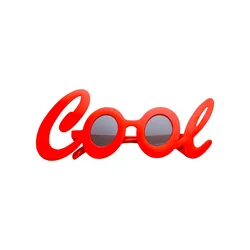 Red Cool Lettering Party Glasses - Fun Personalized Photography & Holiday Accessories (RED)