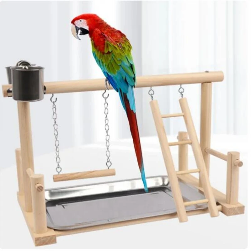 SolidWoodParrotStandStandBirdTrainingStandFrameToySupplies