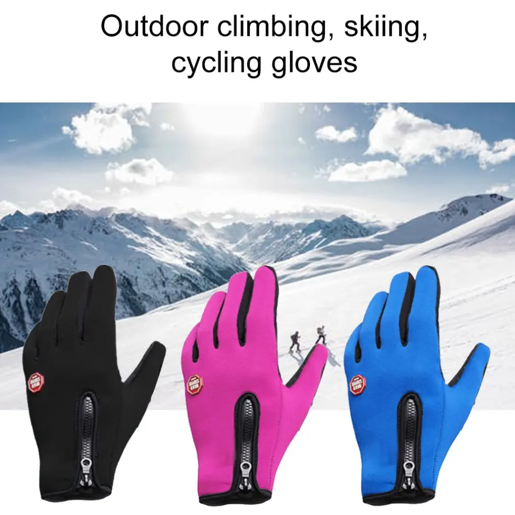 Men Women Winter Windproof Fleece Warm Cycling Full Finger Gloves Outdoor Sports Skiing Touch Screen Bike Bicycle Glove smart touch screen cycling full finger gloves unisex winter thermal warm outdoor sports gloves bicycle bike fitness riding glove