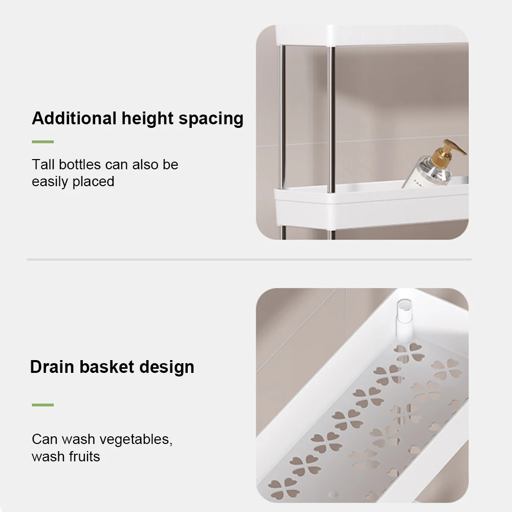 Multi-Layer Trolley Rack with Wheels Movable Storage Organizer Space-Saving Narrow Storage Rack for Bathroom Kitchen Living Room