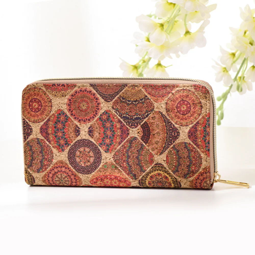 Bohemian Style Women's Wallet Retro Advanced Wallet with Wood Grain Portable Geometry Multiple Card Slots Card Holder Coin Purse