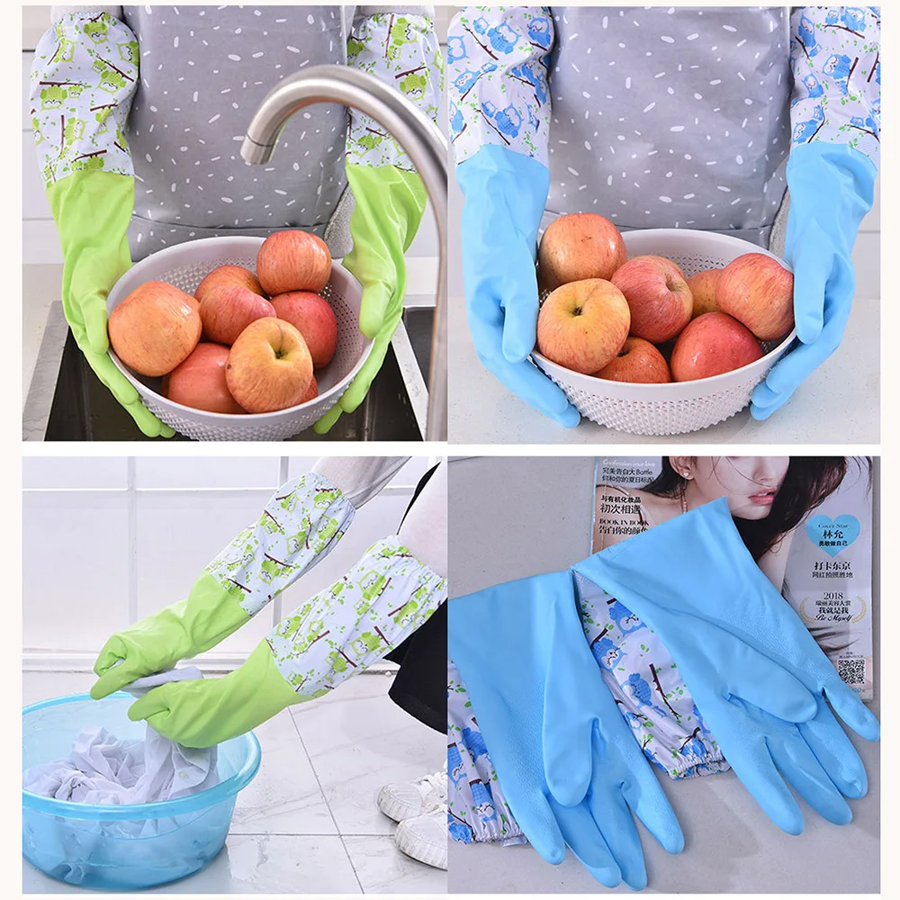 thumbnail image 2 of Rubber Dish Washing Gloves - 3 Pairs Reusable Kitchen Cleaning Gloves With Non-Slip Grip 2 of 9