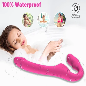 Strapless Strap-on Dildo Vibrator Female Double Vibrating Clitoris Stimulator Anal Vibrator for Women Sex Toy for Couple Lesbian 4