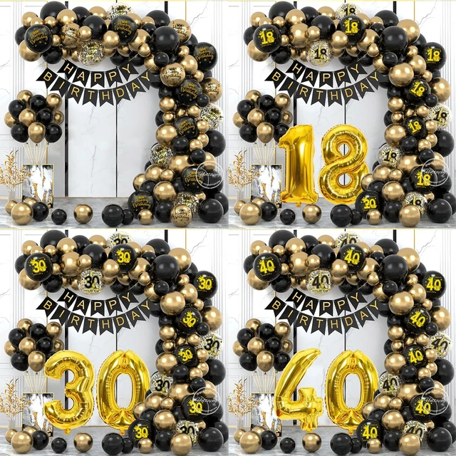 Kit d'arche de guirxiété de ballons pour la décoration de la maison, noir,  or, fête