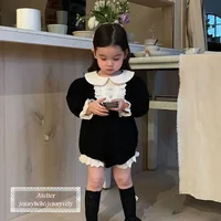 2025 New Spring Toddler Baby Girl Romper Long Sleeved Cotton Lace Splicing Newborn Baby Girl Jumpsuit 0-24M Baby Girl Clothing