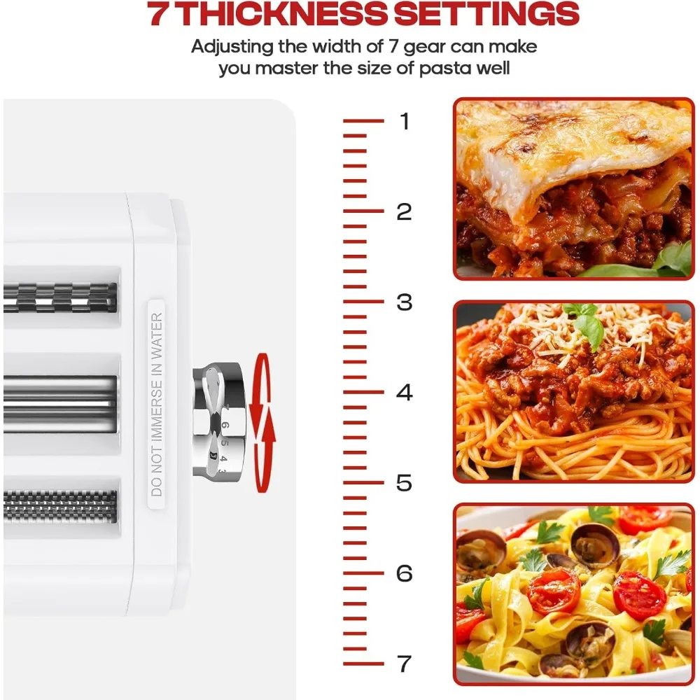 Manual Pasta Maker Machine,3-in-1 Pasta Maker with 7 Adjustable Thickness Settings,Noodle Maker,Manual Pasta Maker 6