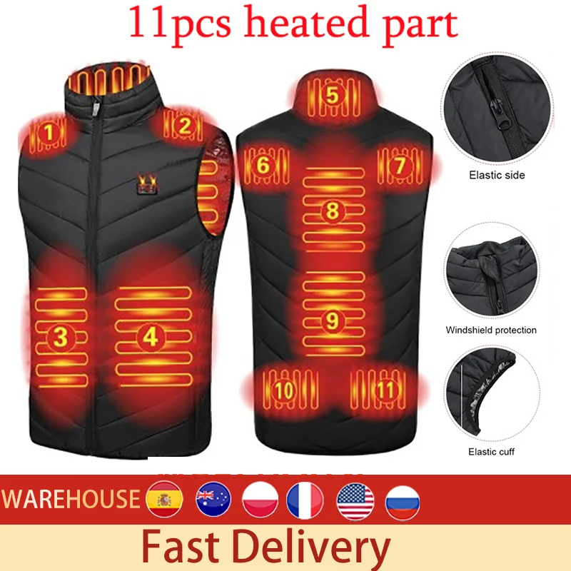 

For Xiaomi 11 Areas Heated Vest Jacket USB Men Winter Electrical Heated Sleevless Jacket Outdoor Fishing For Hunting Vest 2021