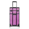 Professional Makeup Artists Rolling Train Case Charming Violet 30 inch ABS Aluminum Trolley Large Drawers Cosmetic Brush Holders 5