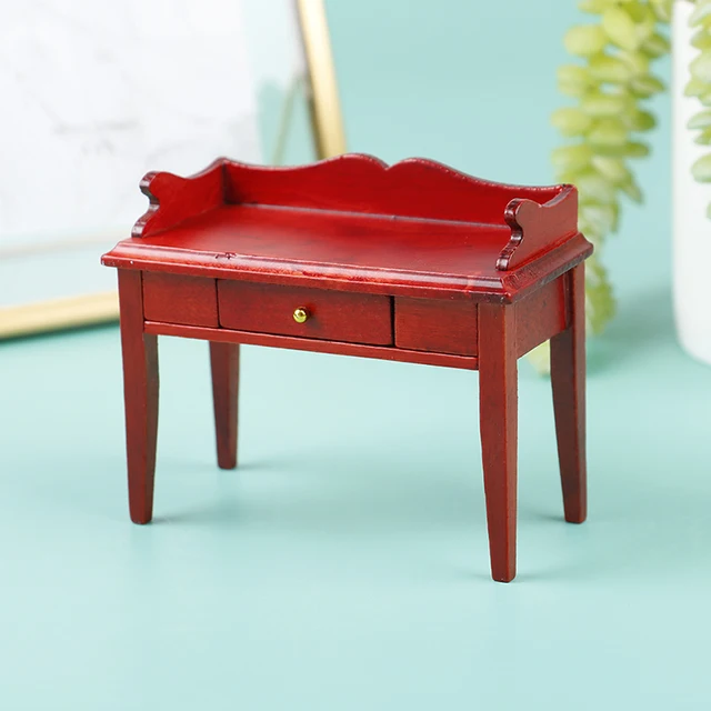 1pc 1:12 Dollhouse Miniature Wooden Desk Table Model Doll House Furniture Toys Accessories Christmas Gift 5
