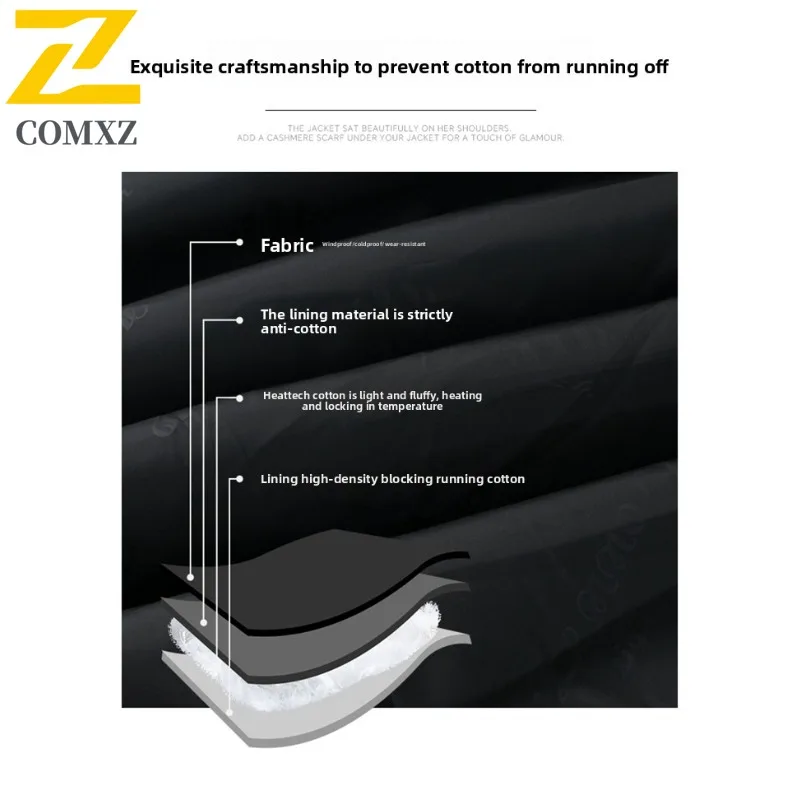 Men Stand Collar Long Jacket Thickened Thermal Coat Water-Resistant Windproof  Winter Parka Leisure Business Overcoat Streetwear