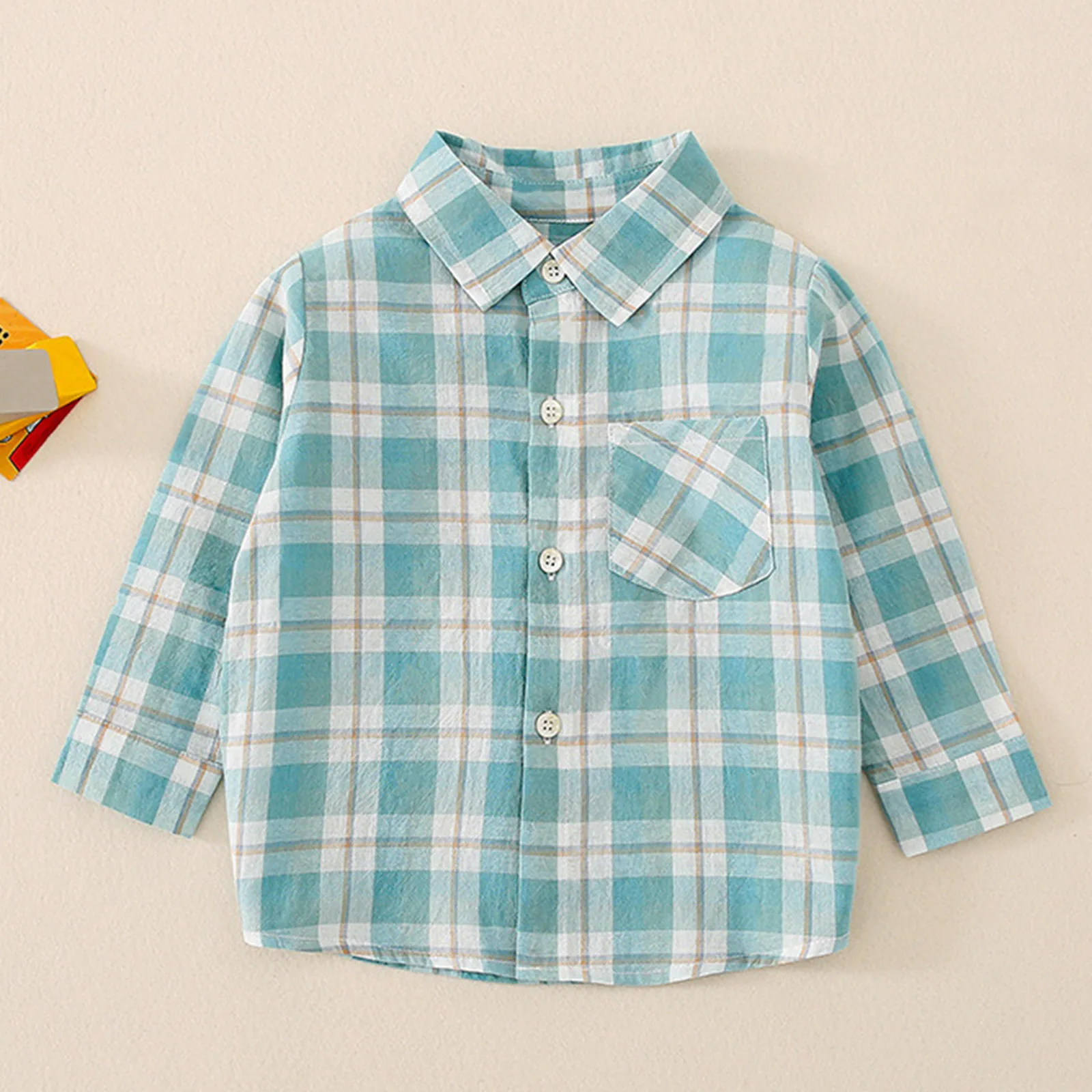 Toddler Kids Baby Boys Shirts Button-Down Plaid Shirts Spring Autumn Long Sleeve Outwear Pink Check Blouse Tops