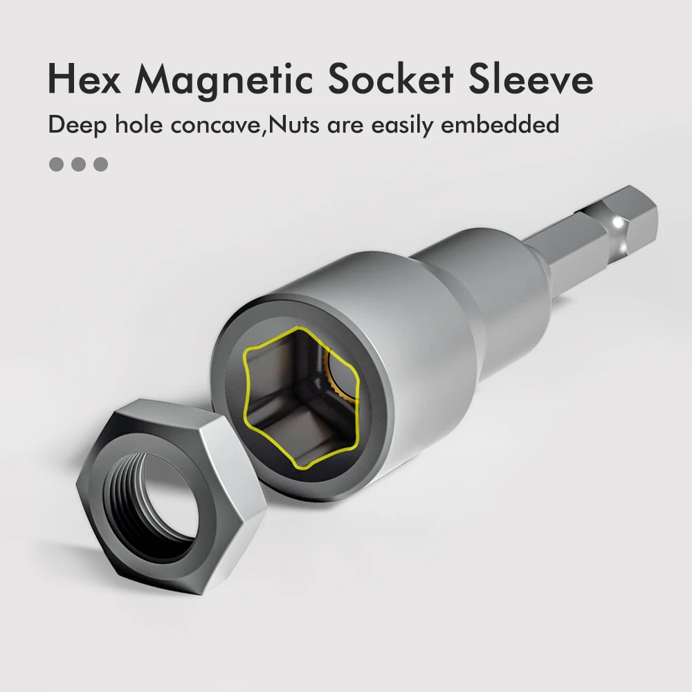 10Pcs 6-19mm Magnetic Power Nut Driver Set for Impact Drill Quick Change Chuck Socket Wrench Nut Setters 1/4" Hex Shank 3