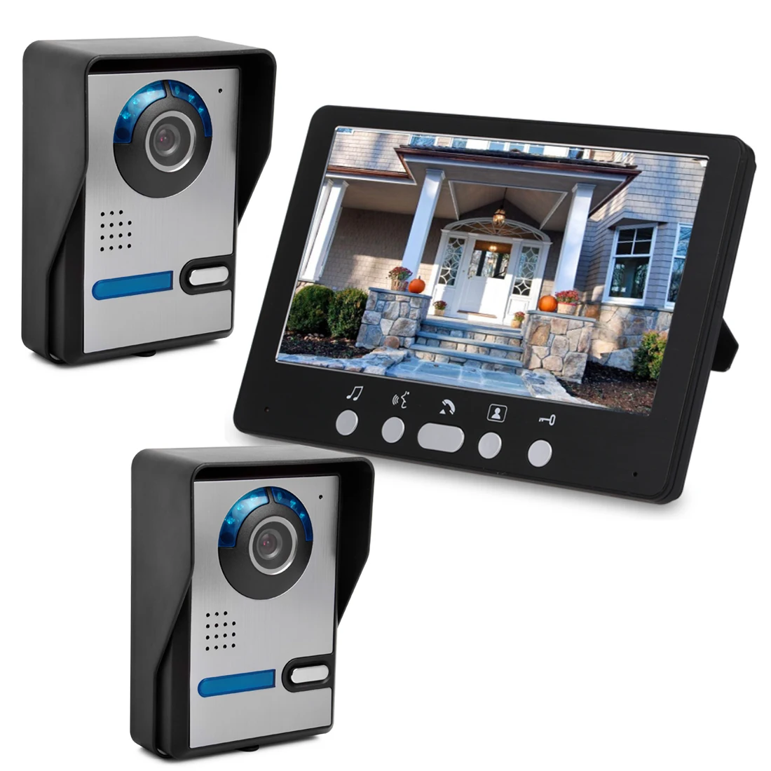 

SYSD- 7" Video Door Phone Doorbell Intercom Kit Video Intercom Speakerphone Intercom System With Waterproof Outdoor IR Cam