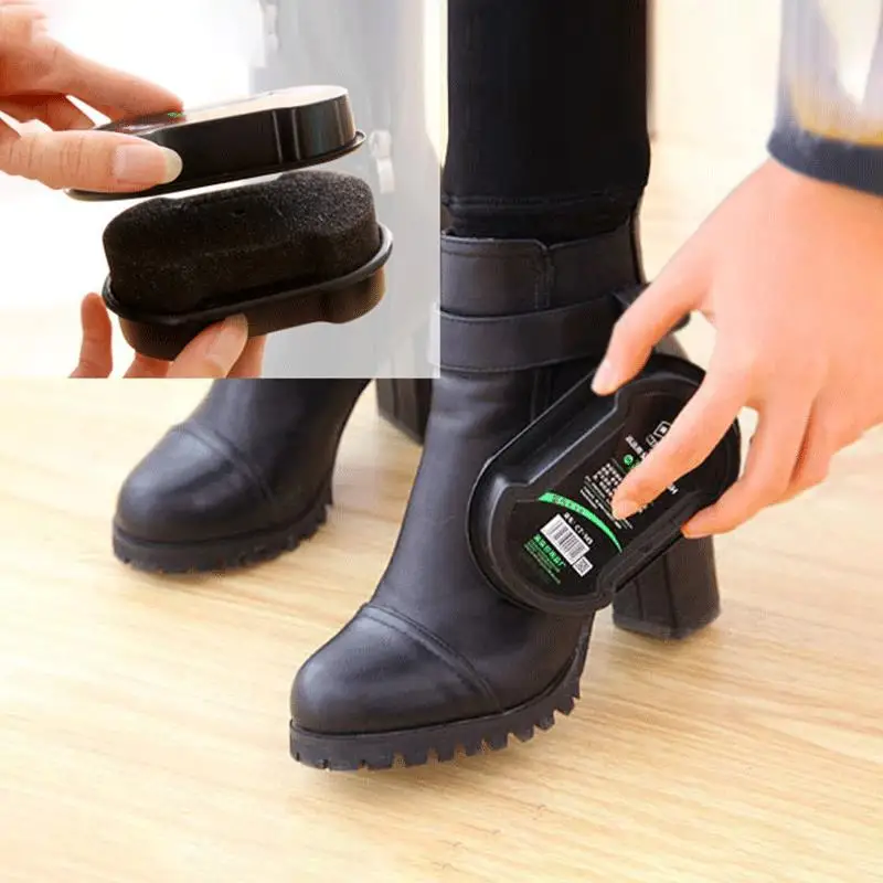 Shoe Cleaner Shoe Brush Shoe Cleaning Kit Shoe Shining Tool 1pcs Multifunctional Double-Faced Shoe Polish Colorless Light Shoes Rub Leather Care Oil Sponge Shoe Wax Black Shoes Brush