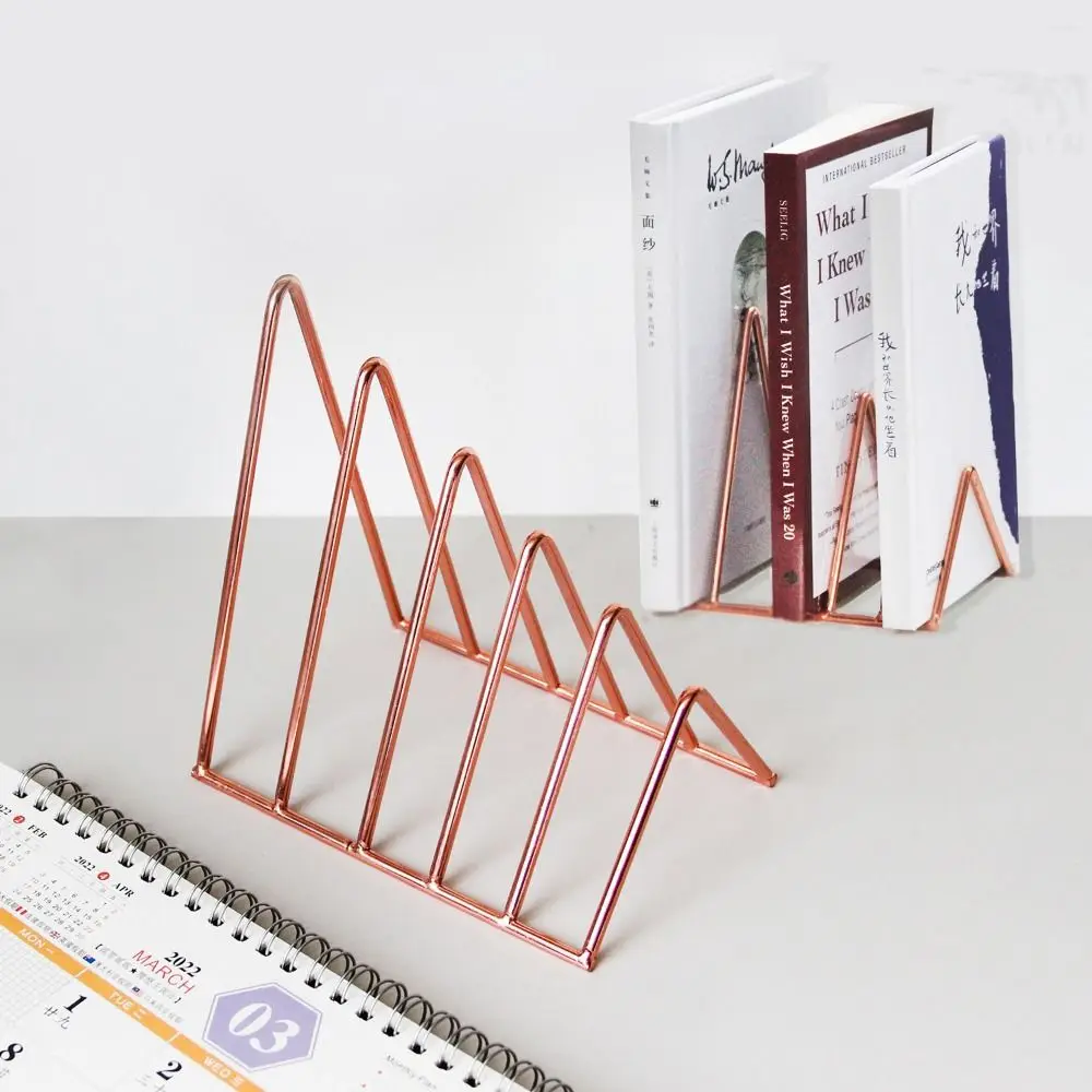 

Organizer Student Stationary Desk Storage School Office Supplies Iron Book Stand Book Holder Record Rack Triangle Bookend