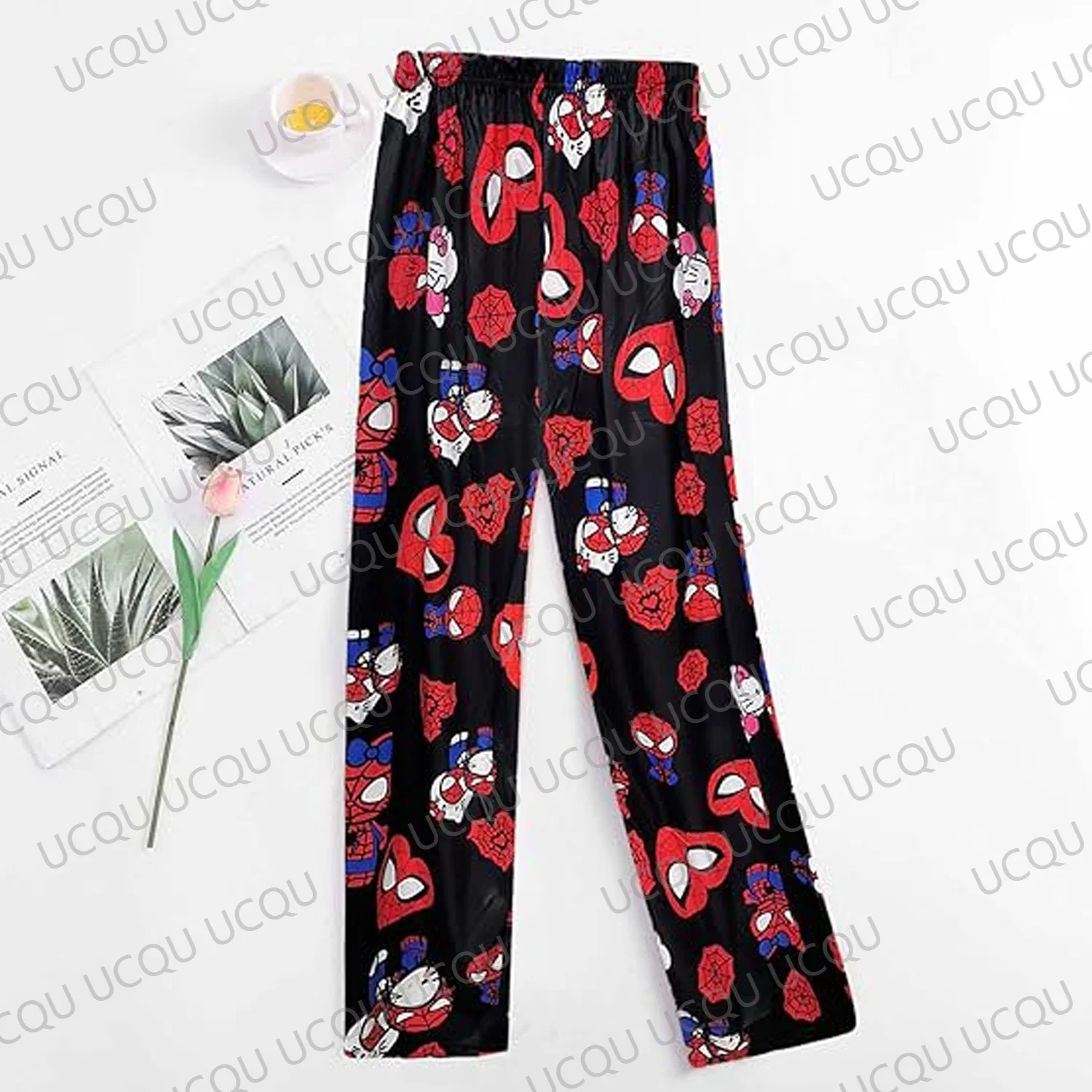 Hello Kitty Spiderman Pajamas Pants Men Women Cartoon Cat Print Pajamas Pants Lounge Pj Sleep Bottoms