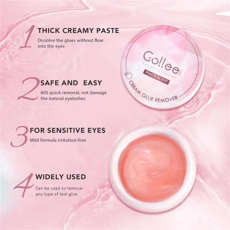 Gollee Peach Smell 15g Eyelash Adhesive Removing Cream No stimulation Fast Cleaning Makeup Remover Grafting Eyelash Adhesive Gel 3
