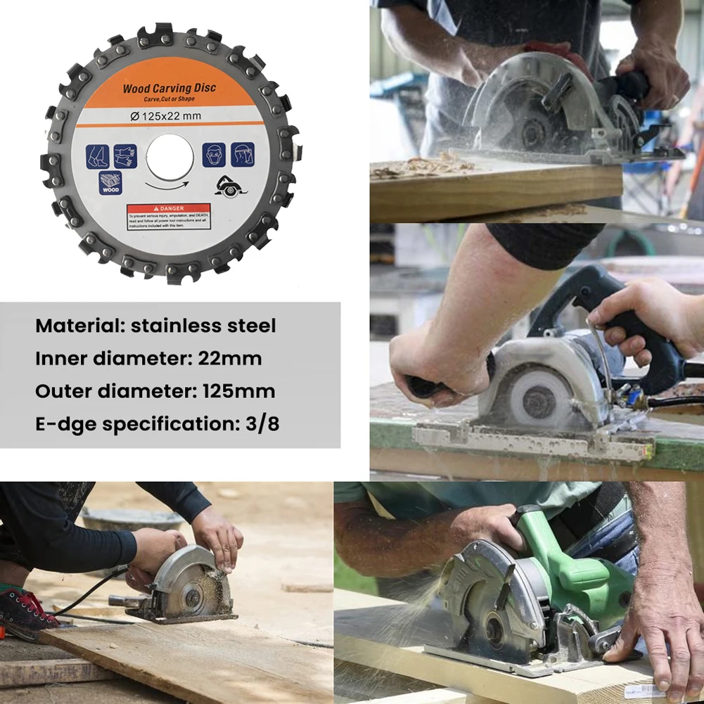 Cutting Discs 125mm 16 Tooth Woodworking Disc Grooving Machine Chains for 5 Inch Angle Grinder Carving