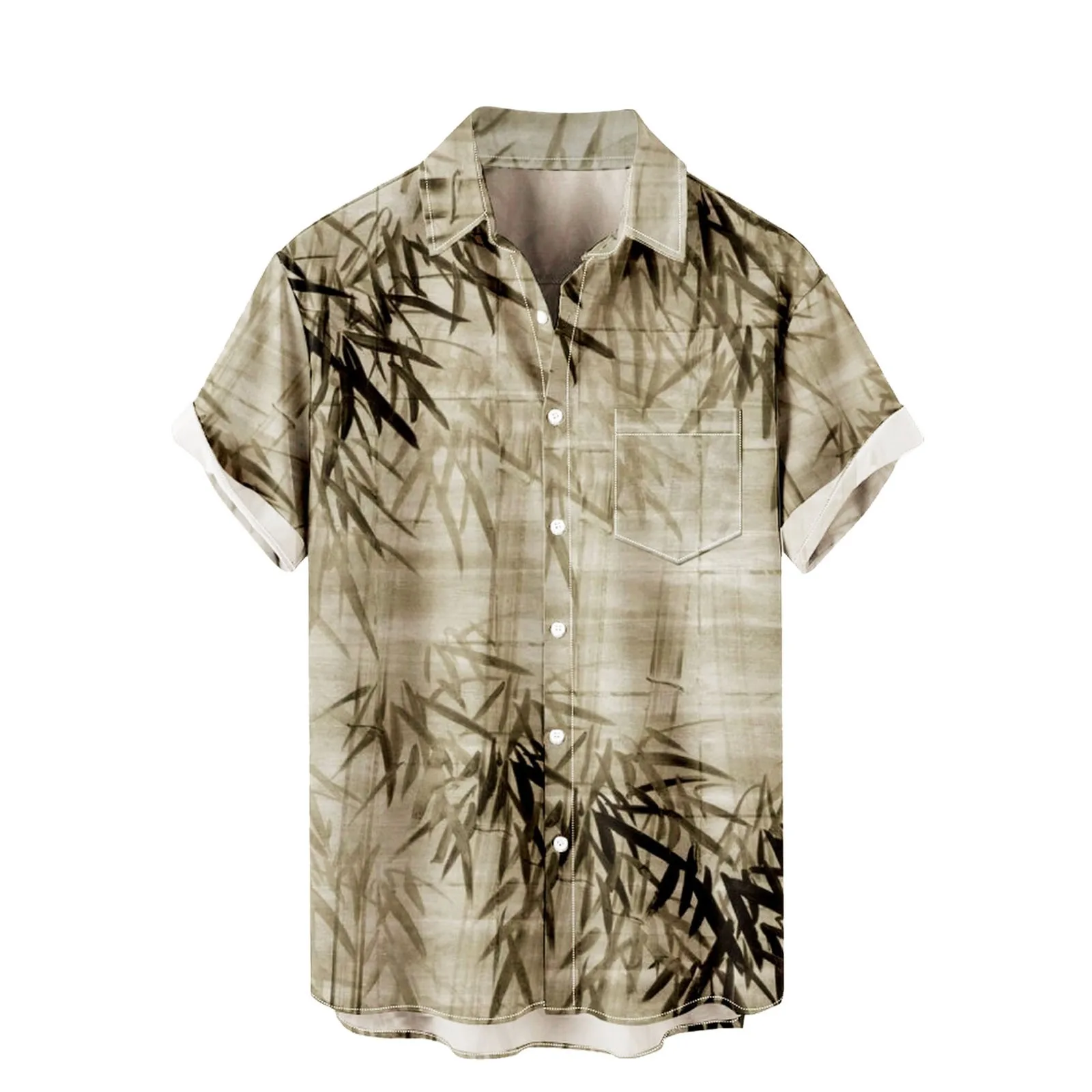 

Men Casual Summer Shirts Short Sleeve Printed Fit Beach Button Down Shirts With Pocket