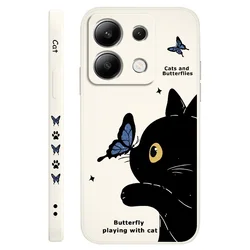 Cat & Butterfly Liquid Silicone Phone Case - Stylish & Durable Cover for Redmi Note 11ProPlus (White)
