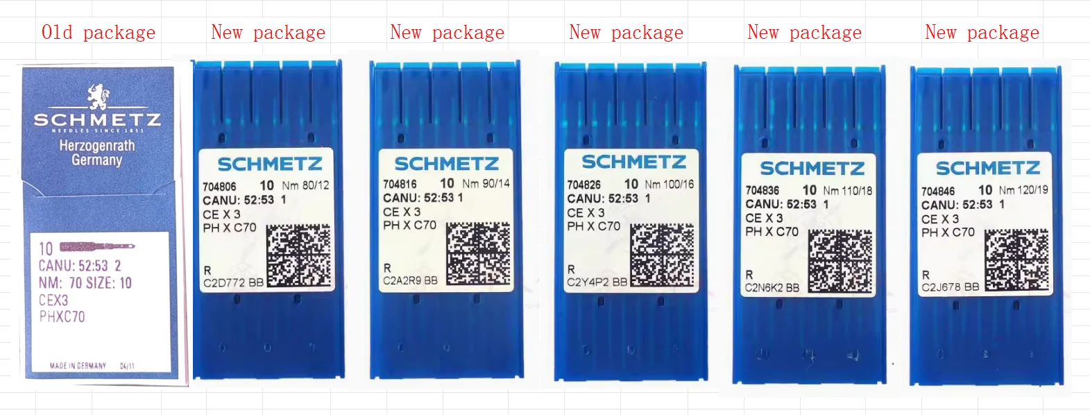 Description Picture 3 of item10 pieces PH*C70/CE*3 SCHMETZ for Embroidery towel Industrial sewing machine needles, some sizes for choosing