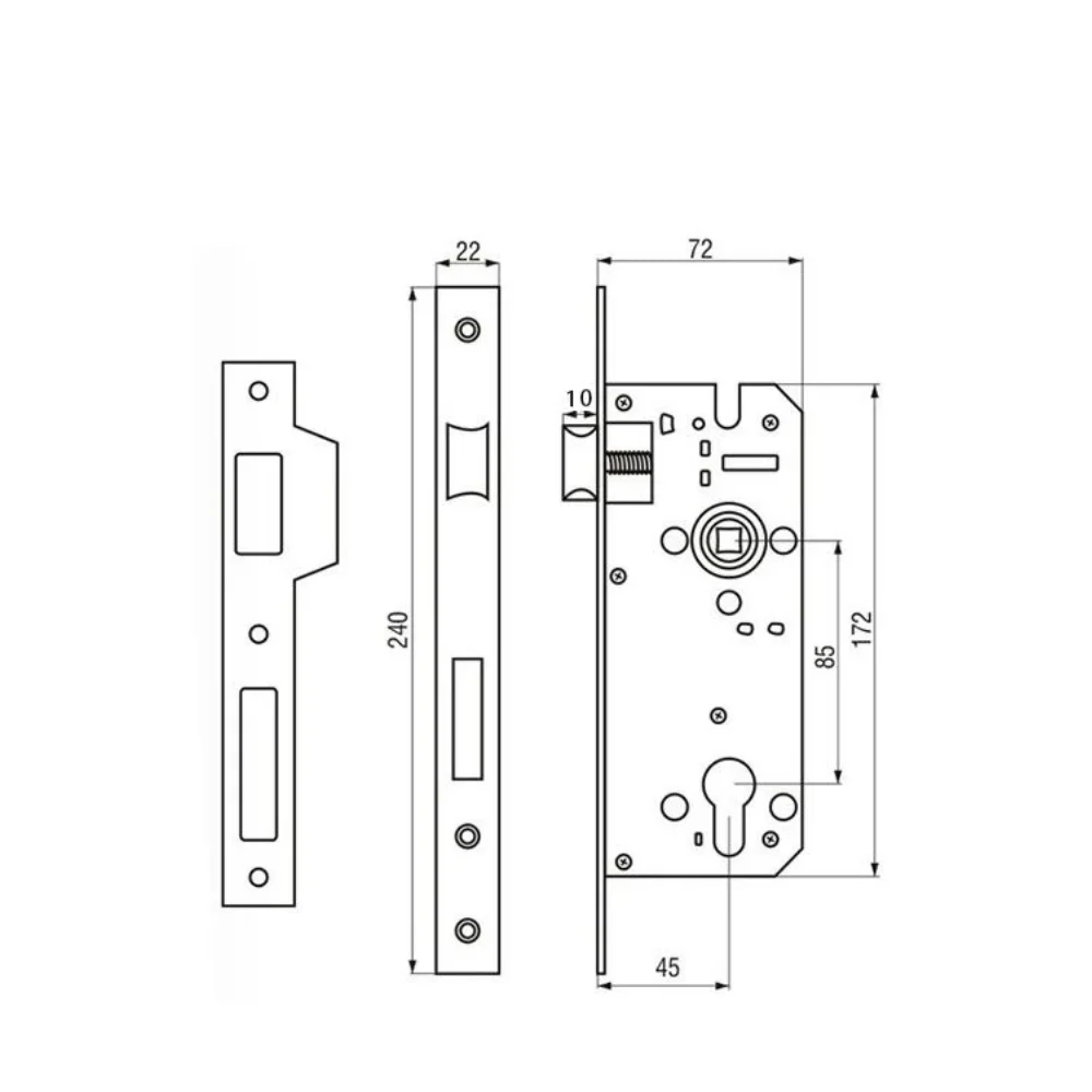 BBDHOME Mortise Lock Body Mechanism Latch 8545 Stainless Steel Panel Security Door Middle East High Quality Repair Part Hardware door lock,mini padlock,locker lock