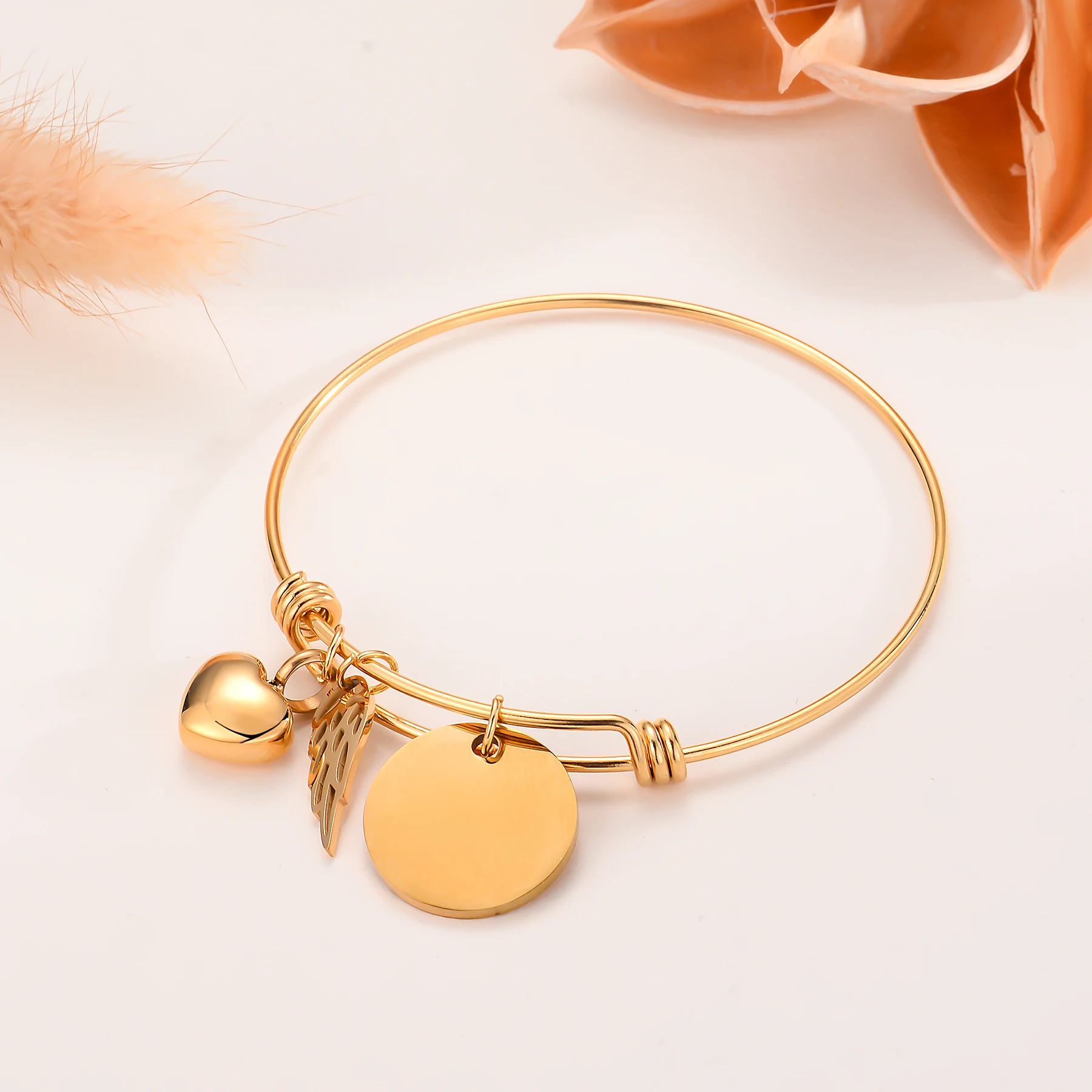 Personalized Pet Photo Bracelet with Angel Wing Heart Urn Pendant For Women Memorial Engrave Name Stainless Steel Jewelry Gift 2