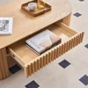 51.18''W Fluted Drum Coffee Table with Drawer, Modern Contemporary Pedestal Tables Oval Accent End Table, No Assembly Request 5