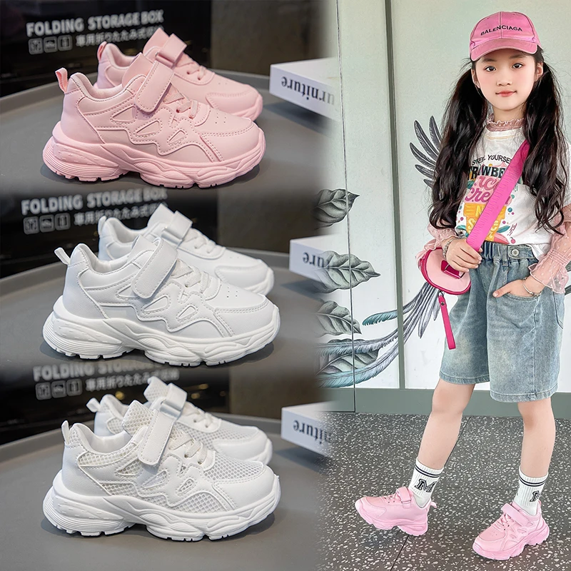 White Kids Non Slip Sneakers for Summer