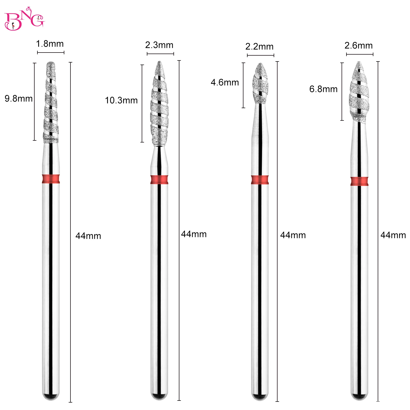 2pcs/lot Nail Drill Bits Flame Diamond Bit for Nail Drill 3/32” Manicure Milling Cutter Cuticle Rotary Burr Drill Accessories Best Sellers In Beauty & Health