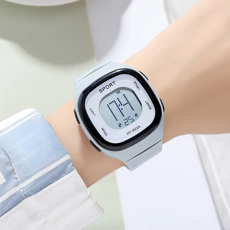 Children's jelly watch, student sports electronic watch, luminous square watch