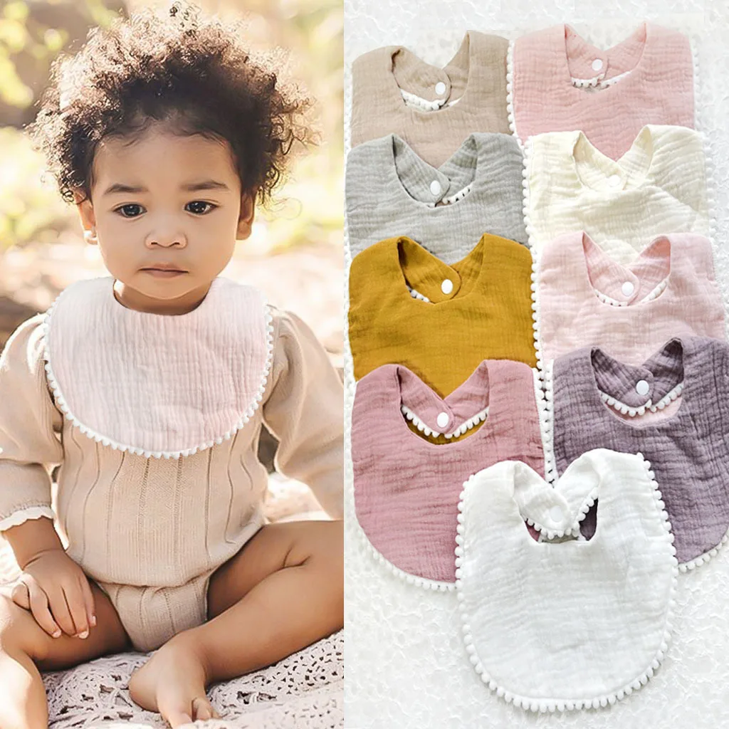 Boys and Girls Pure Cotton Candy Colored Comfortable Saliva bib Baby Solid Lace Saliva Towel Saliva Towel Baby Supplies 2