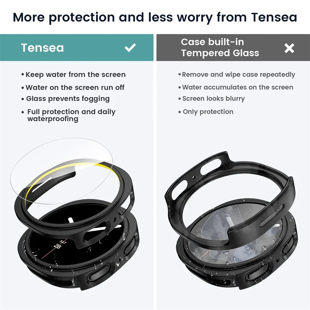 Tempered Glass+PC Cover for Samsung Galaxy Watch 9 44mm 40mm All Coverage Protective Bumper Case for Galaxy Watch 8 Accessories