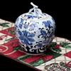 Apple Shape Storage Jar with Lid Blue and White Ceramic Canister Kitchen Food Coffee Sugar and Tea Jar Caddy Canister Porcelain 3