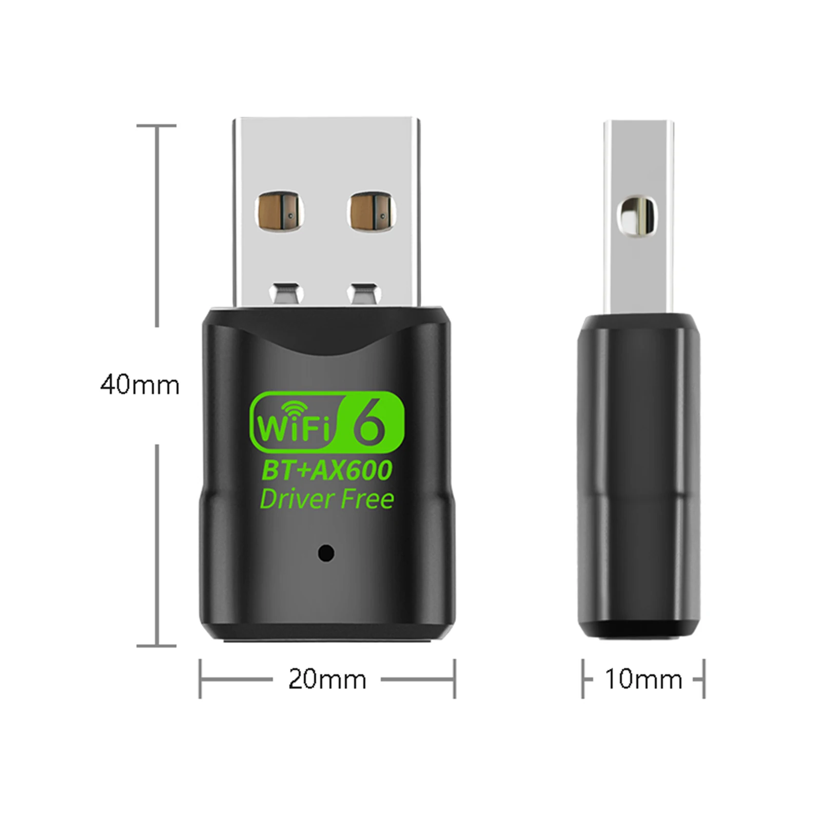 무선 어댑터 600Mbps USB WiFi6 BT5.4 네트워크 어댑터 2 in 1 듀얼 밴드 2.4/5Ghz 네트워크 카드 (노트북 또는 PC 데스크탑용)