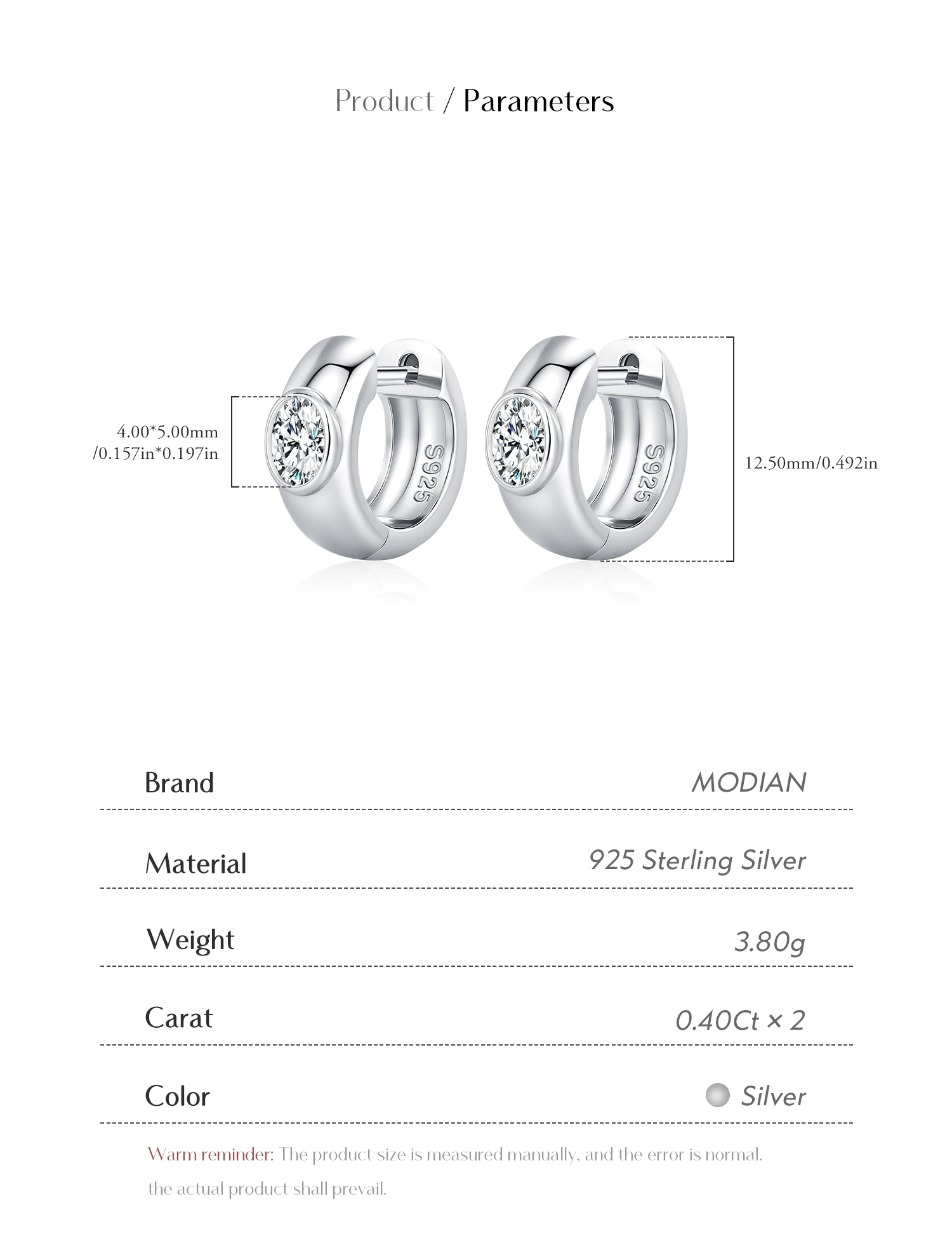 MODIAN Ovale Moissanit-Labordiamant-Ohrclips aus 925er Sterlingsilber, exquisite, funkelnde Creolen für Damen, edler Schmuck – Detail 8