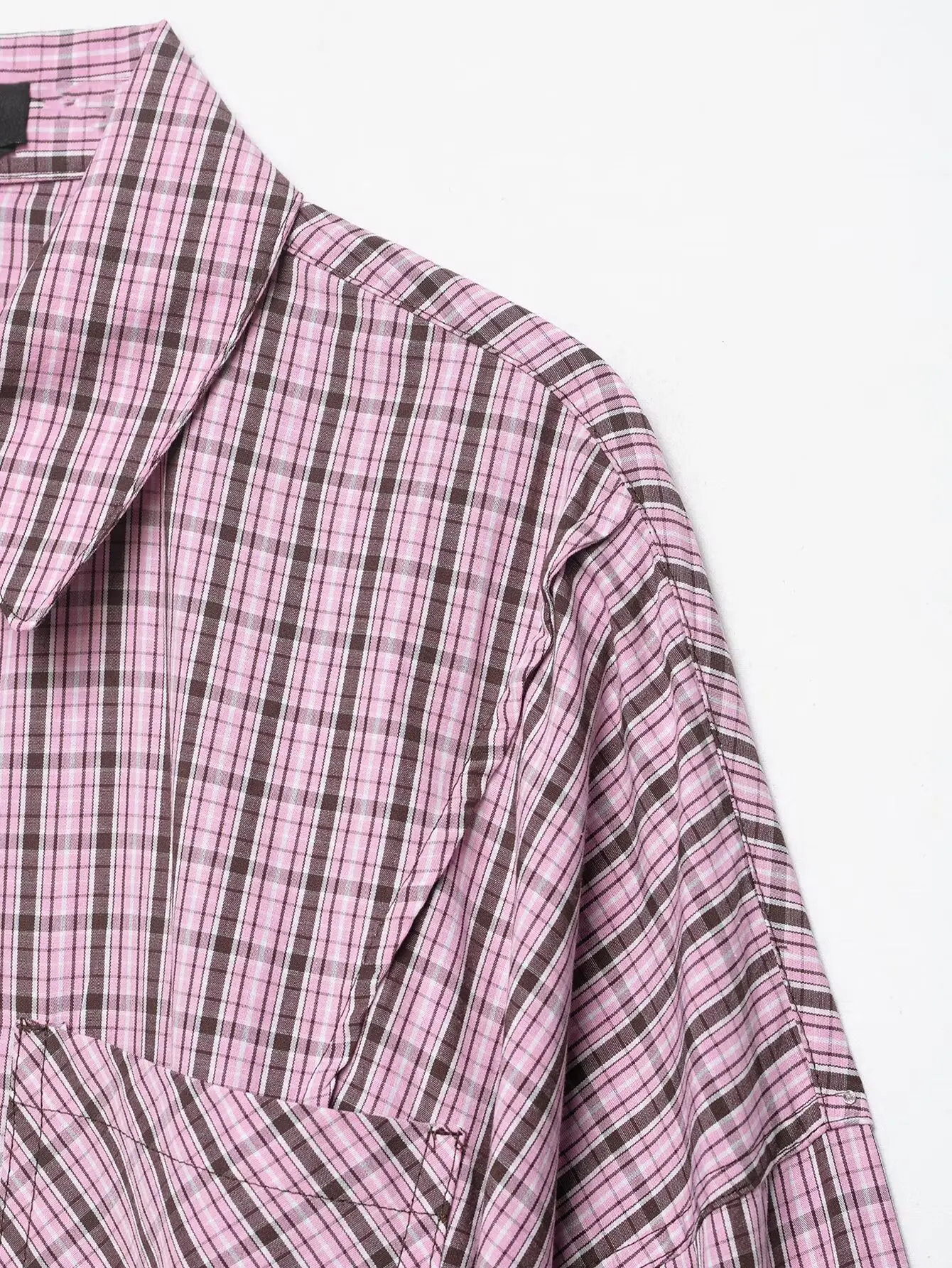 KONDALA Schicke Rote Karierte Sweetheart Damenbluse mit Umlegekragen Streetwear-Hemd Mode 2025 Falten Schnürung Lässiges Damenhemd – Detail 5