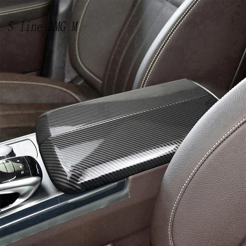 

For Mercedes Benz GLS X166 Class 2016-2019 Carbon fiber Car Center Console Stowing Tidying Armrest box Accessories sticker cover