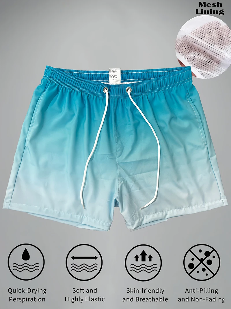 Men's Quick Dry Lightweight Drawstring Swim Trunks with Side Pockets