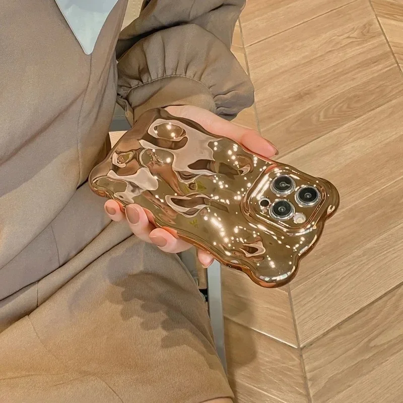 Custodia per telefono a forma di bolla 3D con motivo meteorite per iPhone 16 15 14 13 12 11 Pro Max, guscio con increspature d'acqua, paraurti antiurto_voghion.com