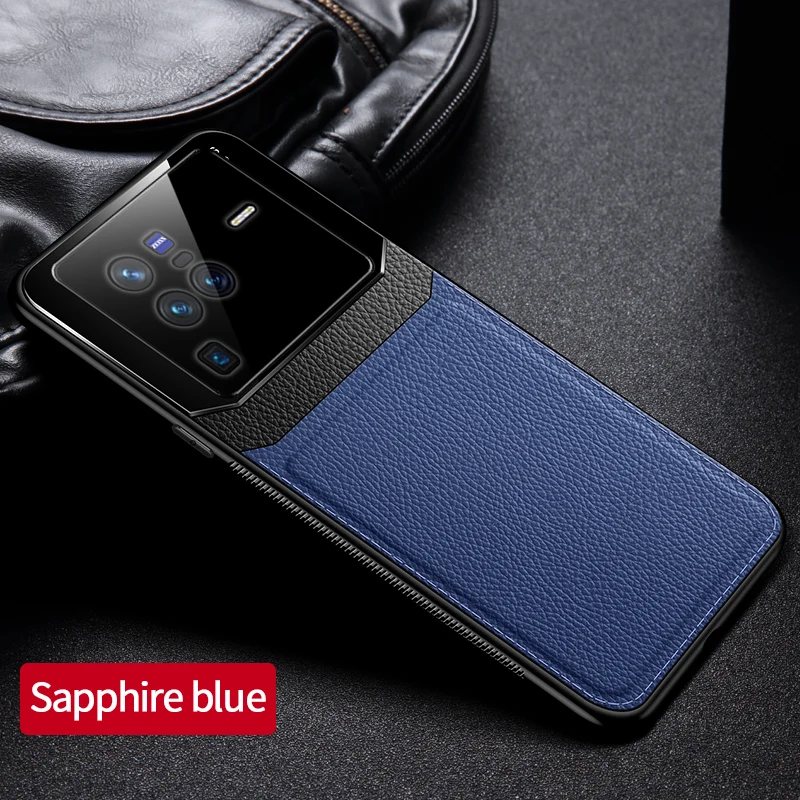 KEYSION Fashion Shockproof Case für VIVO X80 Pro 5G PU-Leder Spiegelglas Weiche Silikon-Telefonrückseite für IQOO 9 Pr_voghion.com
