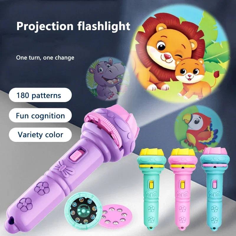 Flashlight Projector Torch Lamp Toy Cute Cartoon Creativity Toy Torch Lamp Flashlight Projector Toy Baby Sleeping Story Book New 4pcs slide projector light educational small torches lamp flashlight learning torch projector small light up toys for kids gift