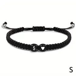 Personalized Heart Initial Bracelet - Handmade Braided Friendship Jewelry Gift (S)