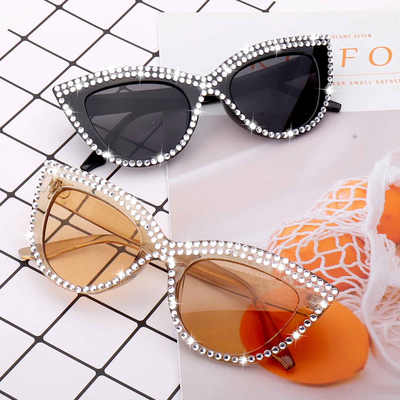 Limation Womens Cat Eye Glasses Diamond Decorated