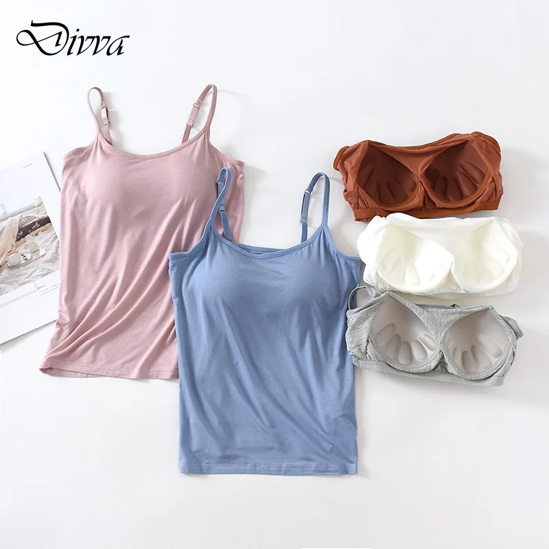 

2024 New Modal Female Large Size No Steel Ring Integrated Five-finger Chest Pad Camisole Bottoming Shirt Slim Multicolor